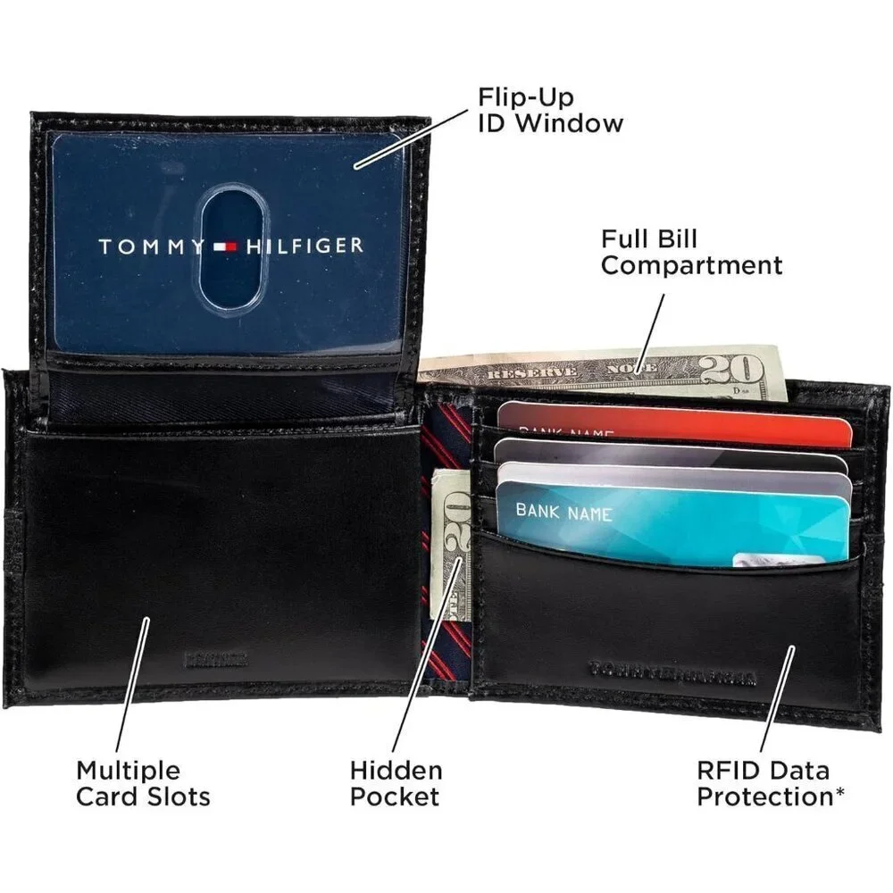 🆕Men Black Classic Bifold Wallet with ID Window and Multiple Card Slots